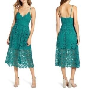 ASTR the Label teal green lace fit flare dress Medium